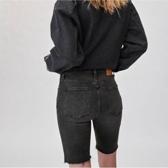 Aritzia Denim Forum Yoko Bermuda Jorts Jean Shorts High Rise Waist Black - Picture 13 of 13